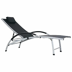 Maison Chic Chaise longue - Transat - Bain de Soleil aluminium et textilène noir