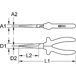 KS TOOLS 117.1299 Pince plate à bec long à tête gainée isolée, L.160 mm