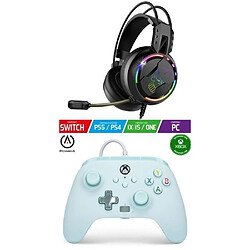 Power A Pack Manette XBOX ONE-S-X-PC Cotton Candy Blue EDITION + Casque Gamer PRO H7 SPIRIT OF GAMER XBOX ONE/S/X/PC 