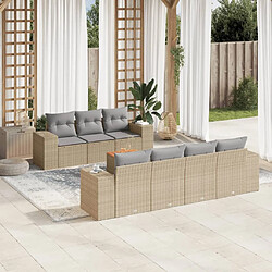 Maison Chic Salon de jardin avec coussins 8 pcs | Ensemble de Table et chaises | Mobilier d'Extérieur beige résine tressée -GKD47564