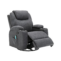 Vente-Unique Fauteuil massant SILVANO en tissu - Gris pas cher