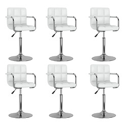 vidaXL Chaises pivotantes à manger lot de 6 blanc similicuir