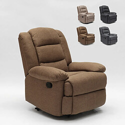 LE ROI DU RELAX Fauteuil relax en tissu design repose-pieds inclinable 4 roues Maura | Couleur: Marron 