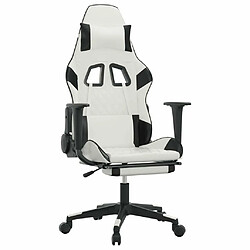 vidaXL Chaise de jeu avec repose-pied Blanc et noir Similicuir