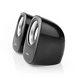 Alpexe Enceinte PC | 2 | 12 W | Prise Jack 3,5 mm | Noir/Argent