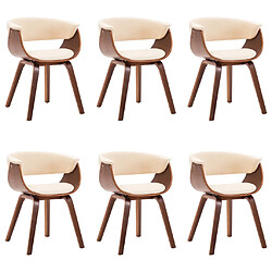 Maison Chic Lot de 6 Chaises à manger,Chaise pour cuisine crème bois courbé et similicuir -MN33551