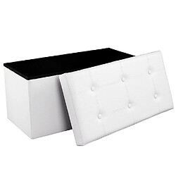 SONGMICS Coffre de Rangement Pouf de Rangement Gain de Place Pliable Blanc 76 x 38 x 38 cm LSF106