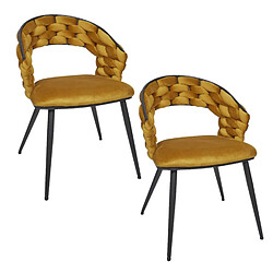 The Home Deco Factory Lot de 2 chaises assise tressée LUND - Jaune