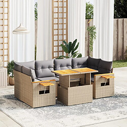 vidaXL Salon de jardin avec coussins 7 pcs beige résine tressée 