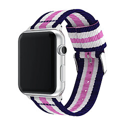 Shot Bracelet Nylon 42/44mm pour IWATCH Serie 4 APPLE Confortable Sport Tissu (BLEU/BLANC/ROSE) 