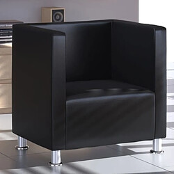 Maison Chic Fauteuil relax,Chair cube noir similicuir -MN96679