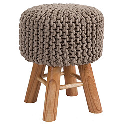 Rendez Vous Deco Petit tabouret tricot Lisa taupe