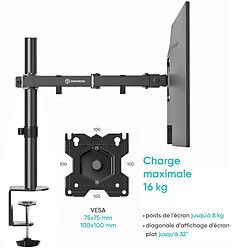 ONKRON Bras Ecran PC 2 Ecran 13 - 32 Pouces, Pied Ecran PC Double de 8 kg Chanun - Double Support Ecran PC VESA 75x75 & VESA 100x100/Bras Articulé Écran PC Inclinable Pivotant Rotatif D221E-B Noir