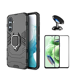 Kit de film de verre trempé de couverture en 5D + 3x1 défenseur militaire + support de voiture magnétique Phonecare pour Samsung Galaxy S23 FE - le noir 