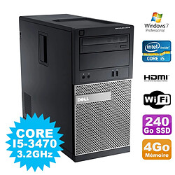 PC Tour DELL Optiplex 3010 MT Intel I5-3470 Graveur 4Go 240Go SSD HDMI Wifi W7 · Occasion 