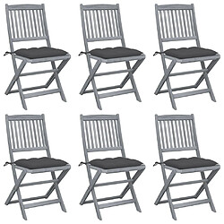 Maison Chic Lot de 6 Chaises pliables d'extérieur avec coussins | chaises de jardin | Fauteuil Relax Bois d'acacia -GKD55279