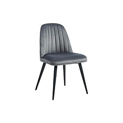 Vente-Unique Lot de 2 chaises en velours et métal noir - Gris - ELEANA