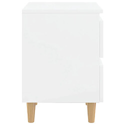 Avis vidaXL Table de chevet avec pieds en pin Blanc brillant 40x35x50 cm