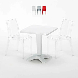 Grand Soleil Table bistrot et 2 chaises colorées poly 