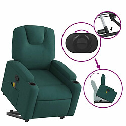 Maison Chic Fauteuil Relax pour salon, Fauteuil inclinable de massage Vert foncé Tissu -GKD99672 pas cher