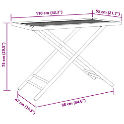 vidaXL Table de jardin pliable 110x55x75 cm bambou pas cher