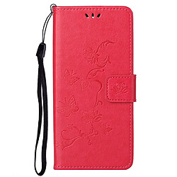 Etui en PU anti-rayures, motif papillons et fleurs avec support rouge pour votre Motorola Moto G31/G41