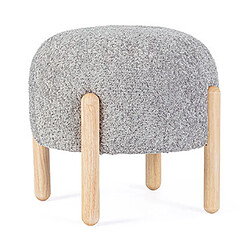 Mes Tabouret rond 45x45x38 cm en tissu bouclette gris - STERCK 