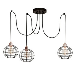 HOMEMANIA Lampe à Suspension Wire-Fall - Lustre - Lustre de plafond - Cuivre, noir en Métal, peinture électrostatique, 180 x 180 x 113 cm, 3 x E27, Max 100W 