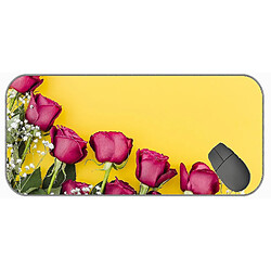 Universal (750x300x3) Grande souris avec un chiffon à texture premium, pavé de souris en caoutchouc de fleur de fleur de fleur rose