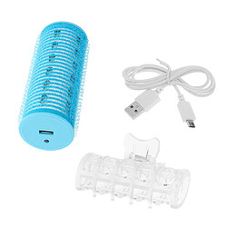 Usb rechargeable double rouleau de rouleaux de cheveux clip clip salon salon bleu