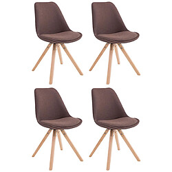 Decoshop26 Lot de 4 chaises de salle à manger design scandinave en tissu marron et pieds en bois clair forme carré 10_0003201 