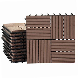 Decoshop26 Carrelage de sol WPC balcon terrasse aspect bois 11 pièces 30x30cm 1m² décalage en teck couleur café 04_0005442 