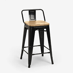 Avis Ahd Amazing Home Design Tabouret haut bar de cuisine design industriel style Tolix Steel Wood Top Light, Couleur: Noir