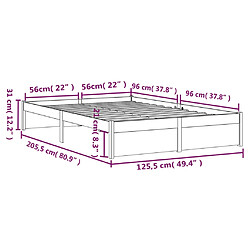 vidaXL Cadre de lit sans matelas blanc bois massif 120x200 cm pas cher