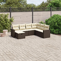 vidaXL Salon de jardin avec coussins 7 pcs marron résine tressée 