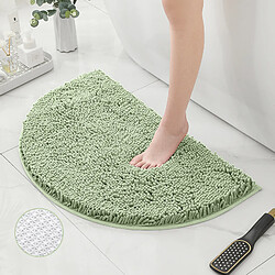 LUUCOZK Tapis de bain antidérapants absorbants à séchage rapide, tapis de décoration de salle de bain-fond TPR vert clair-Demi-cercle 40X60CM 