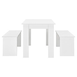 Acheter Lot de Table et 2 Bancs Design Ensemble de Meubles de Salle à Manger Stylé pour 4 Personnes Panneau de Particules Mélaminé 110 x 70 x 73 cm Blanc [en.casa]