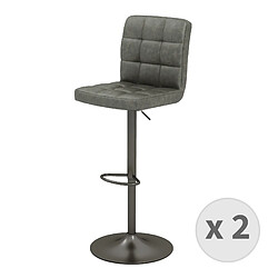 Moloo SQUAR-Tabouret de bar en cuir synthétique Anthracite-gris bronze (x2) 