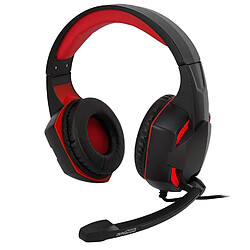 Casque Pro Gamer Amstrad Basic AMS H555 rouge avec Rétroéclairage LED - 40mm Power Bass avec micro intégré, réglage volume