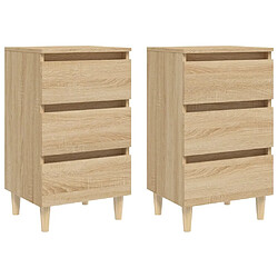 Maison Chic Lot de 2 Tables de chevet,Table de nuit,Table d'appoint pour salon pieds en bois - Chêne sonoma 40x35x69 cm -MN85617