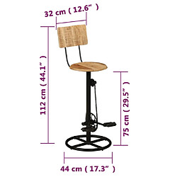 vidaXL Tabourets de bar lot de 2 bois massif de manguier pas cher