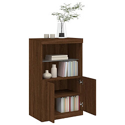 Maison Chic Commode Buffet - Meuble de rangement avec lumières LED chêne marron 60,5x37x100 cm -GKD41419 pas cher