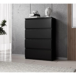 Furnix Commode / Meuble de rangement ARENAL avec 4 tiroirs 70 x 37 x 98 cm noir mat style moderne