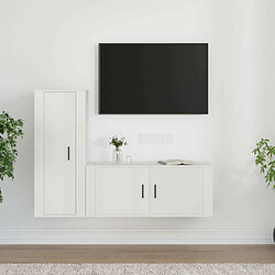 Maison Chic Ensemble de meubles TV 2 pcs pour salon - blanc brillant bois d'ingénierie -MN74675