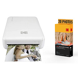 KODAK Pack Imprimante Photo Printer PM220 et cartouche MSC20 - Photos 5.4 * 8.6 cm, WIFI, Compatible avec iOS et Android - Blanc - BLANC 