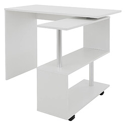 Bureau avec quatre roulettes 150x88x75 cm Blanc en MDF ML-Design