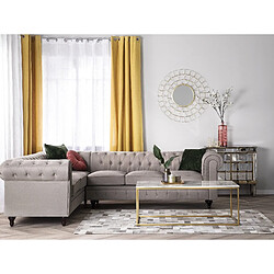 Beliani Canapé angle à droite 6 places en tissu beige CHESTERFIELD