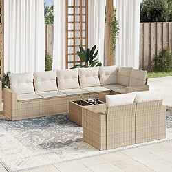 vidaXL Salon de jardin avec coussins 9 pcs beige résine tressée 