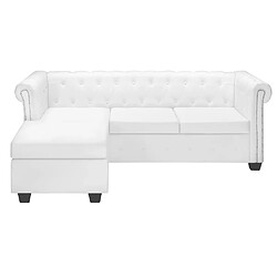 vidaXL Canapé Chesterfield en forme de L cuir synthétique blanc