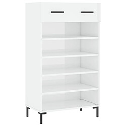 Maison Chic Armoire à chaussure,Meuble à Chaussures Blanc brillant 60x35x105 cm Bois ingénierie -MN85330